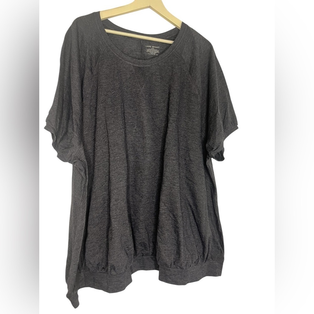 NWOT Lane Bryant Round Neck Short Sleeve Heather Blue Top 34/36